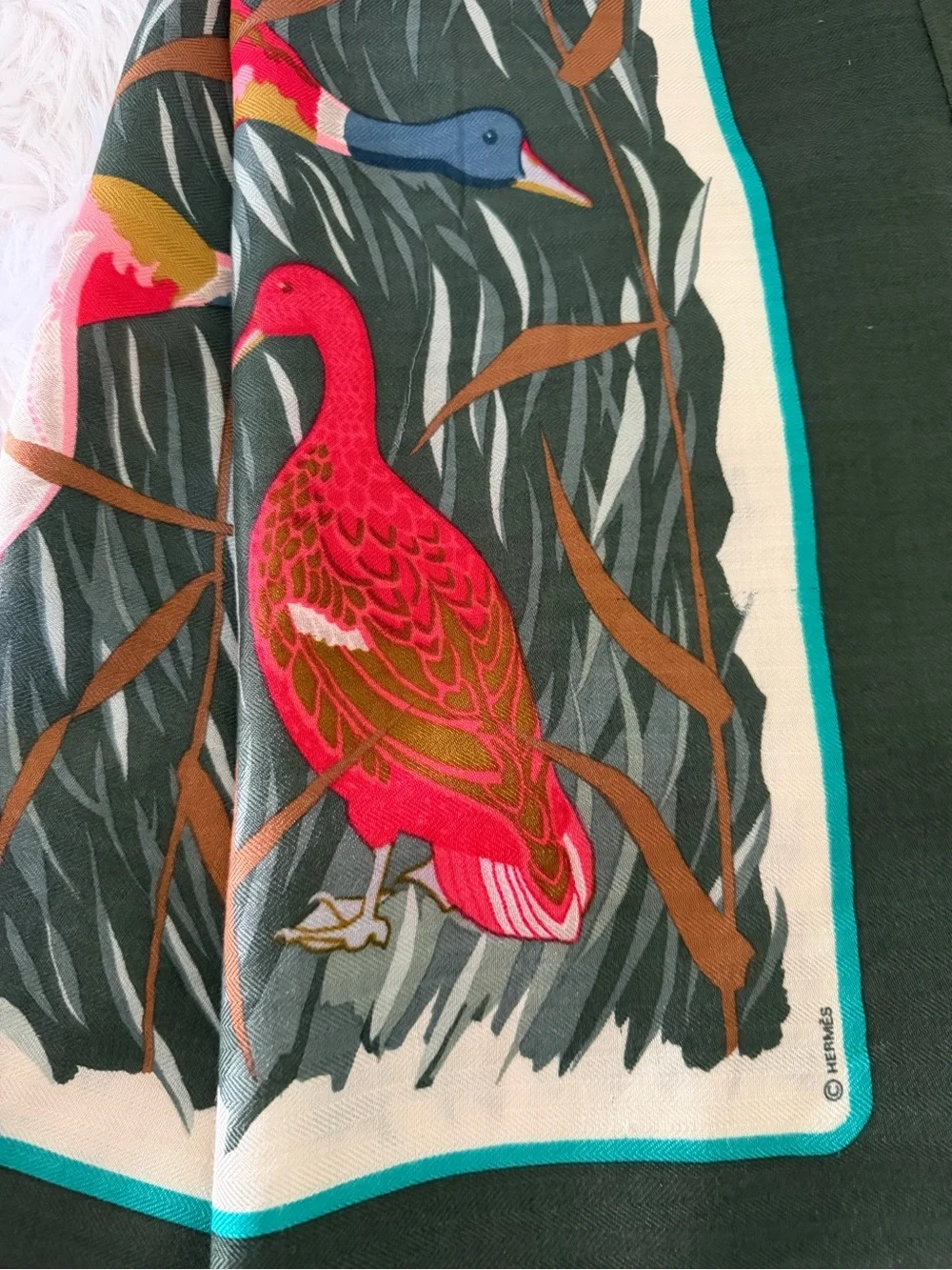 Vibrant Hermes Cols - Verts Cashmere/Silk Scarf.